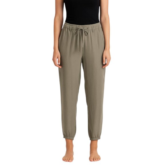 Eileen Fisher Sz 10 Silver Grey Silk Zipper Ankle Drawstring Waist Silk Joggers - Picture 1 of 6
